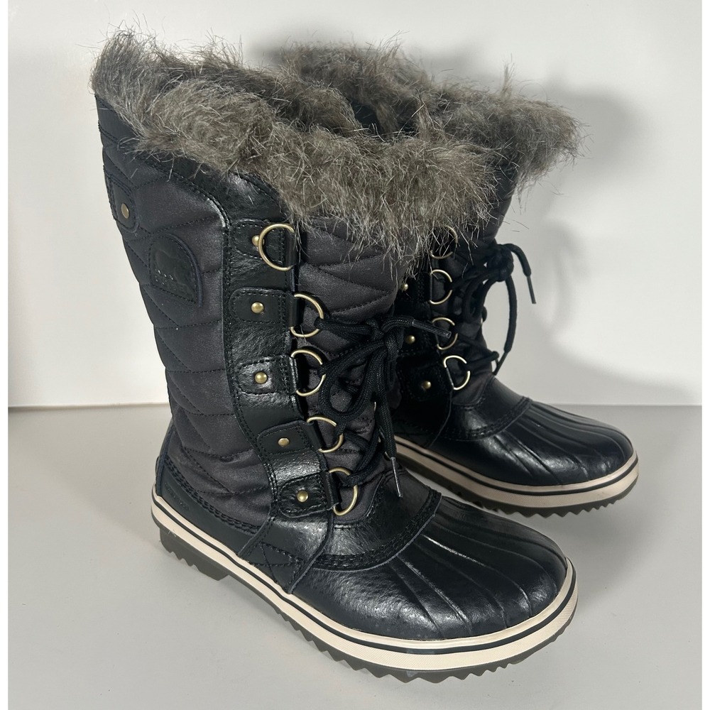 Sorel Tofino II Black Waterproof Faux Fur Winter Boots Womens 7 LL3654-010